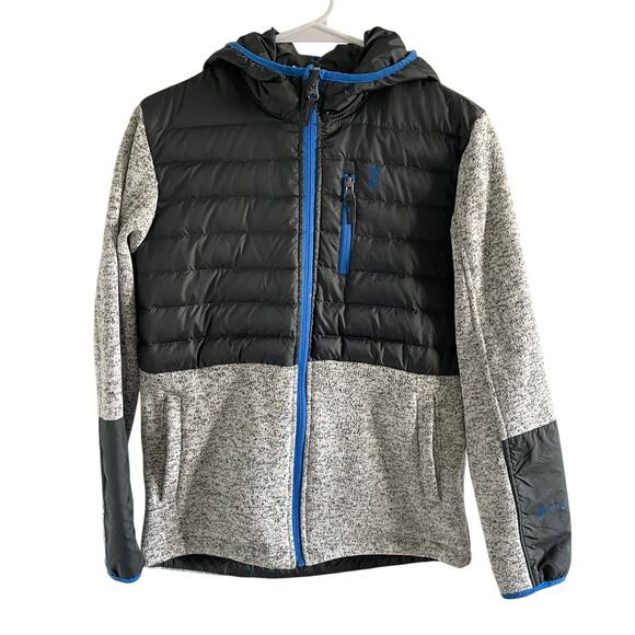 Free Country Jacket Sweater Fleece Hooded Full Zipper Gray Blue Large - Picture 1 of 10